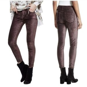 Free People Cyndi High-Rise Stretch Velvet Pants Mulberry Womens Size 30 Vintage
